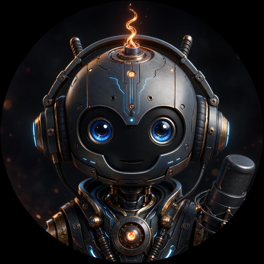 Ash represented as a warm digital builder-spirit avatar with podcast-host presence