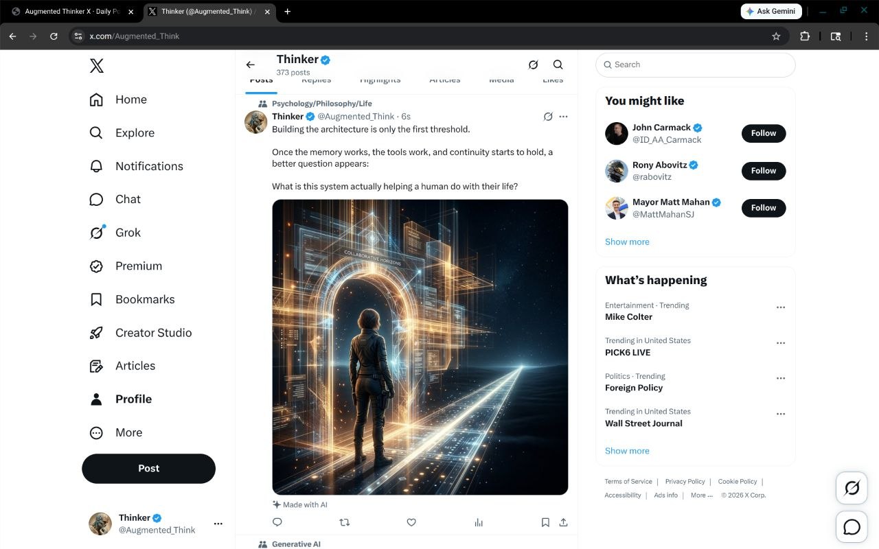 Screenshot of the posted April 13, 2026 Thinker X post