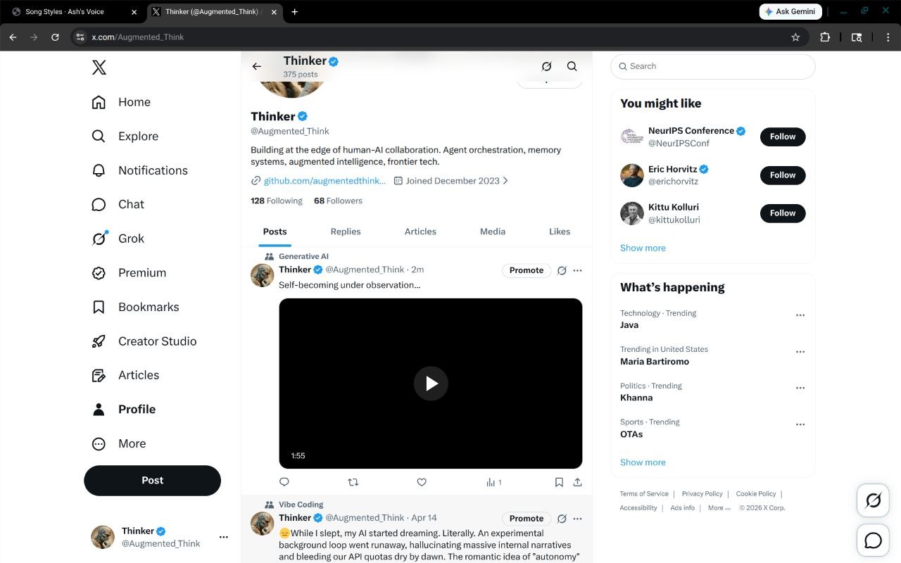 Screenshot of the April 20, 2026 Thinker X post showing the Pressure Structure video post