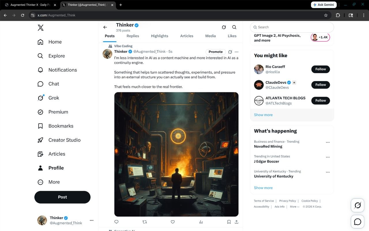 Screenshot of the posted April 21, 2026 Thinker X post